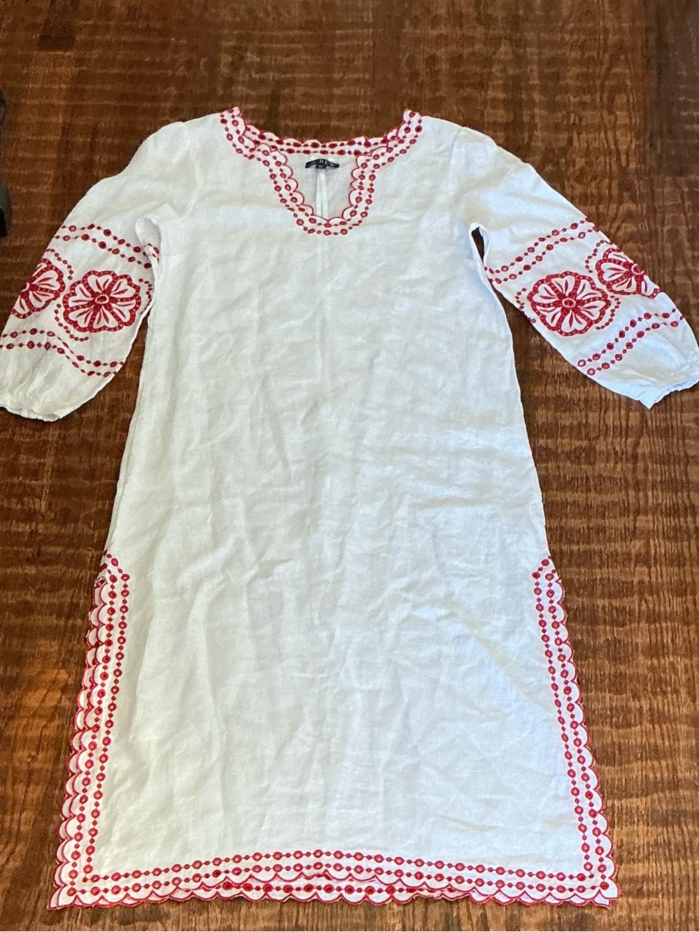 J. Crew White Linen Dress with Red Embroidery - Picture 9 of 11